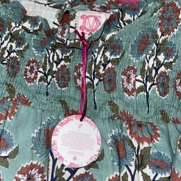 Victoria Dunn Peony Smocked Yoke Dress In Burnt Sienna Floral - Picture 13 of 13